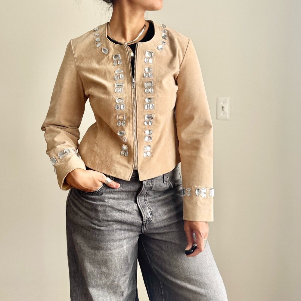 Y2K Rhinestone Leather Jacket